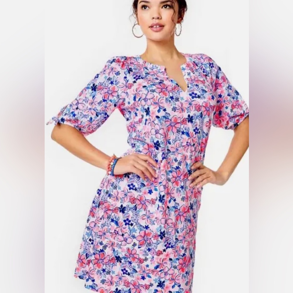 Lilly Pulitzer Easley Short Sleeve Jersey Dress in Party Like a Lobstar XXL